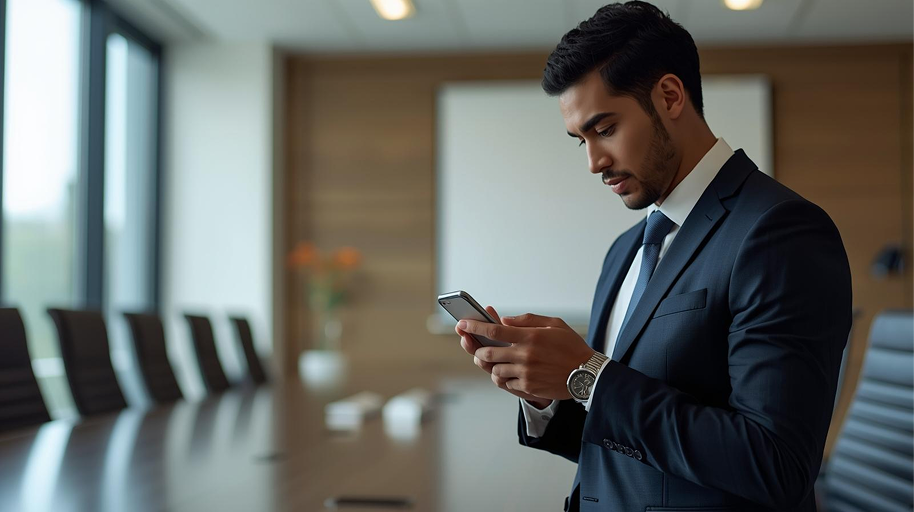 Consultant working on phone